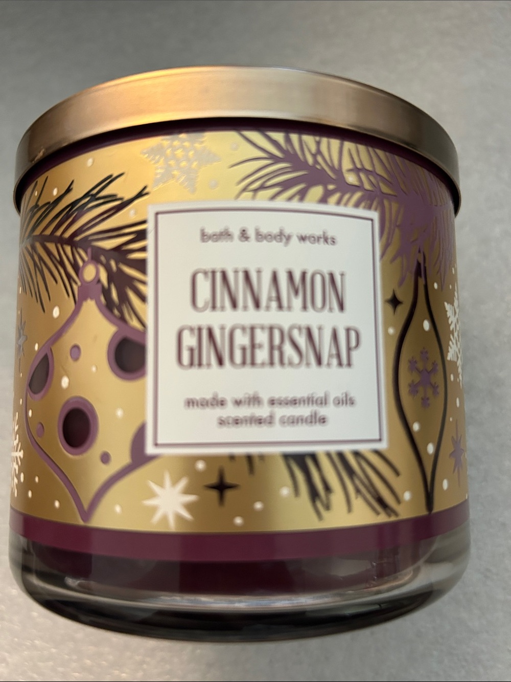 New Bath & Body Works 3Wick Cinnamon Gingersnap Scented Candle